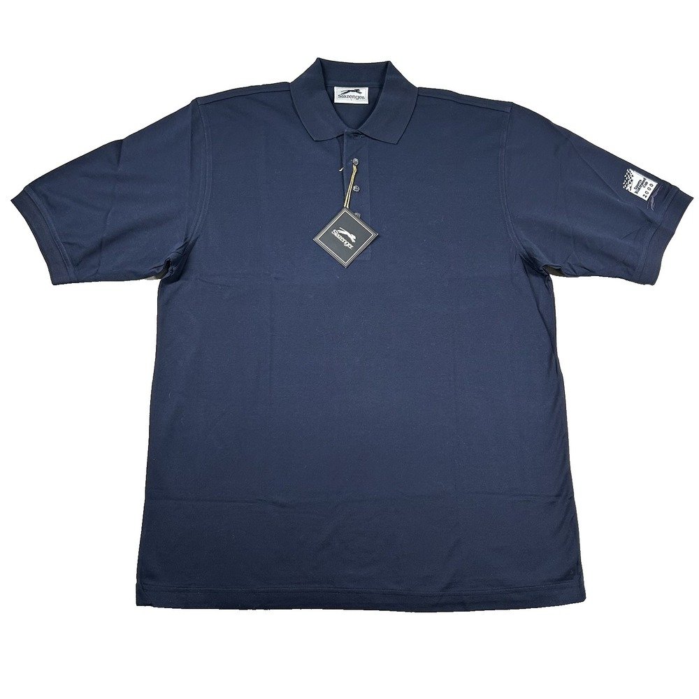 Vintage Slazenger Shirt Mens L Golf Polo Sports Illustrated Navy Blue Y2K Preppy